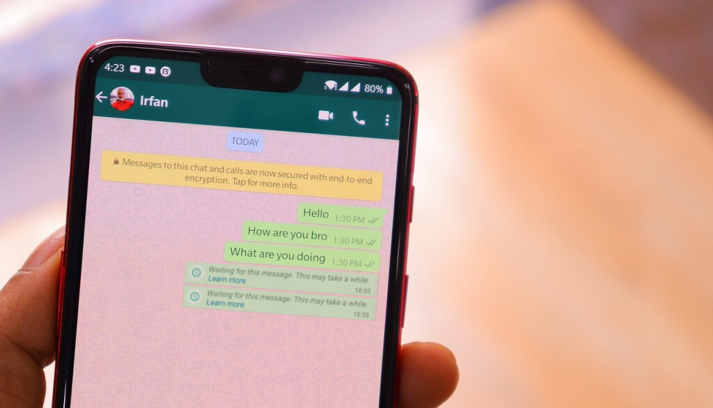 WhatsApp chat on phone.