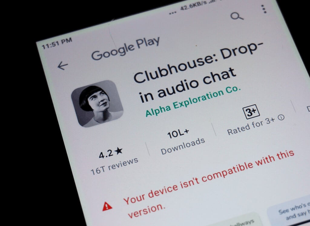 Clubhouse app Google Play store.