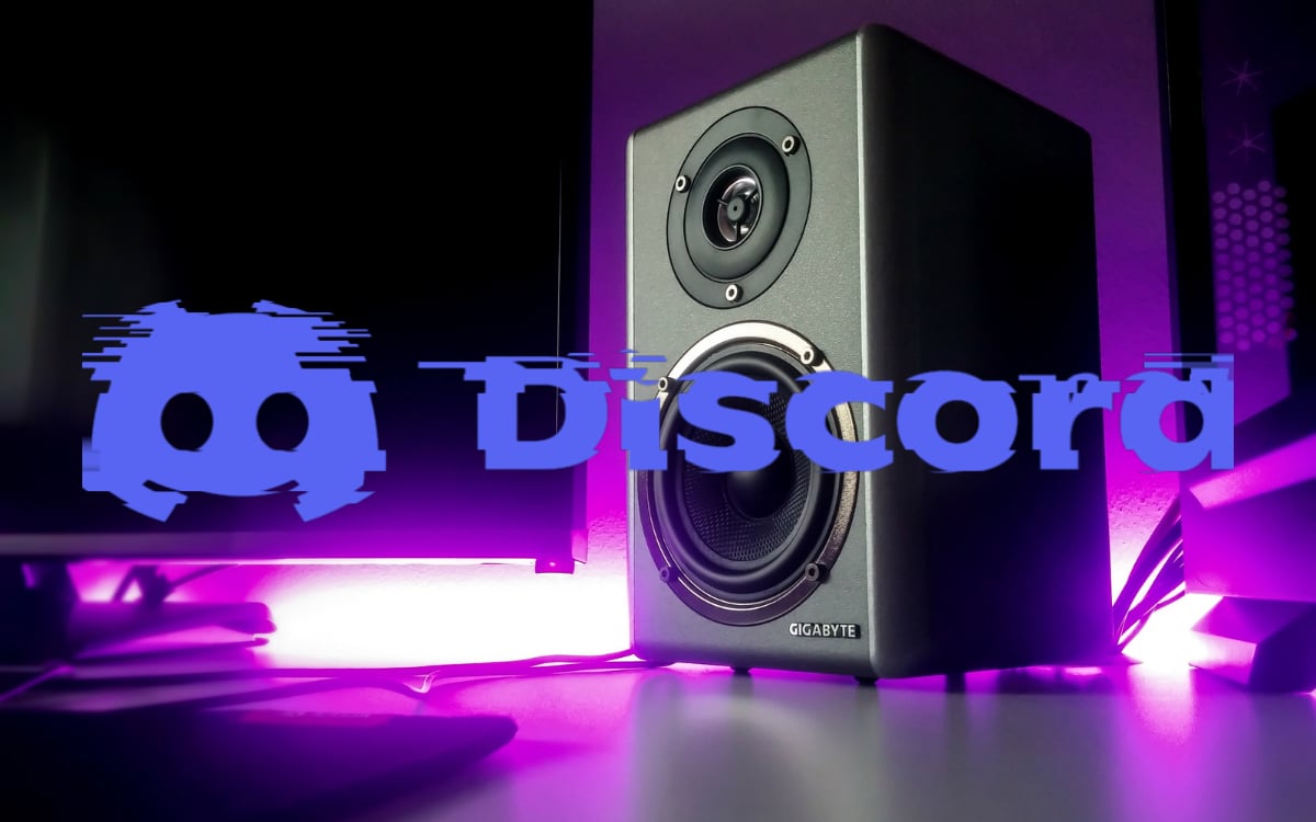 Discord speaker purple lighting.