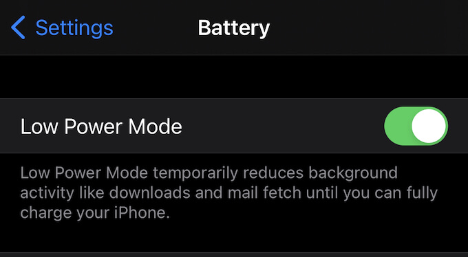 Low Power Mode in iOS