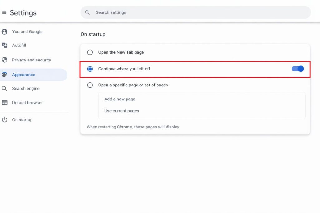 How to Enable the Feature to Open Previous Tabs