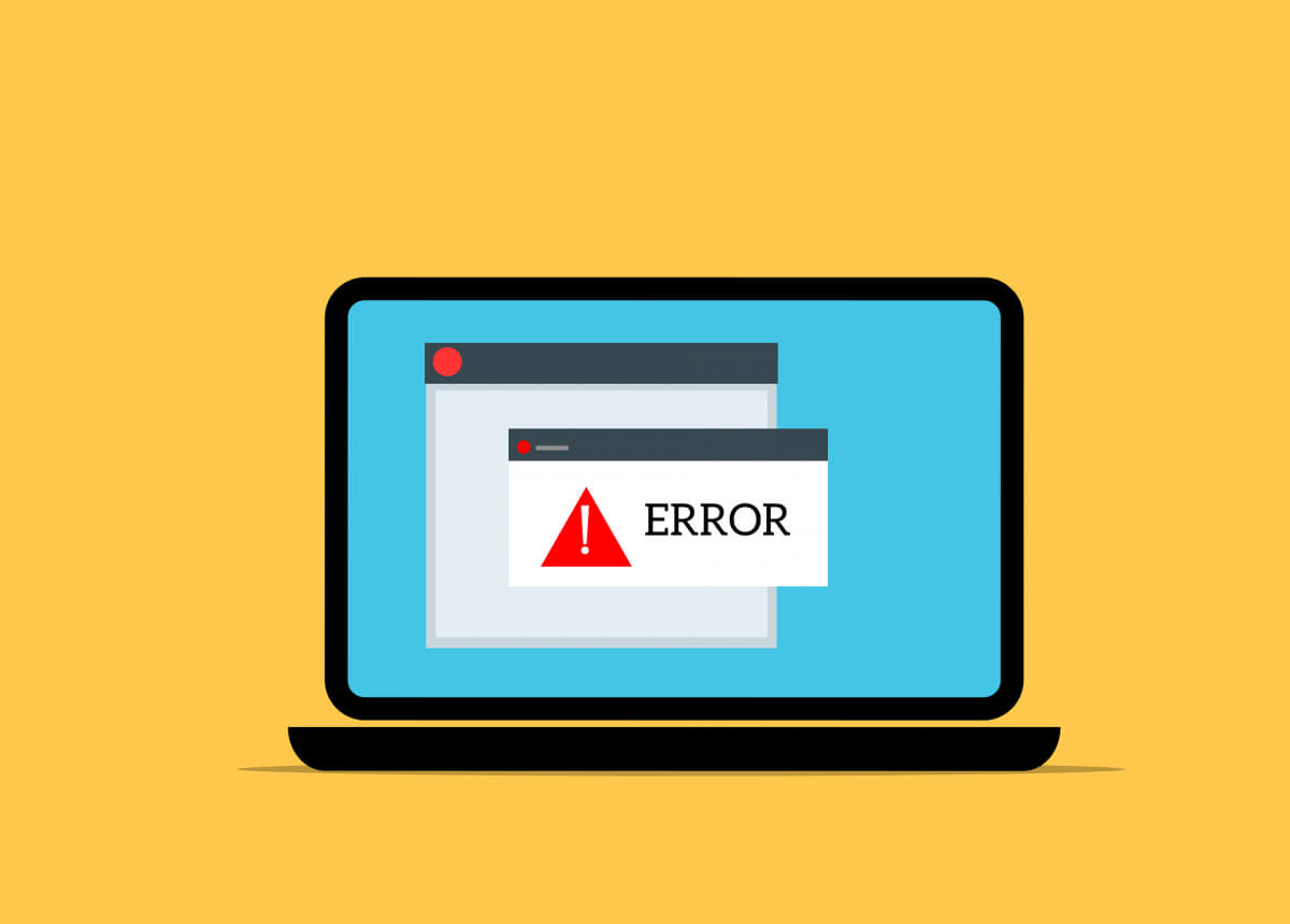 Laptop screen error message.