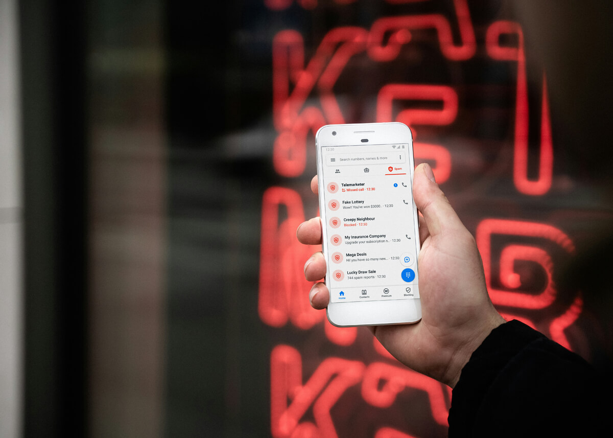 Phone displaying spam messages.