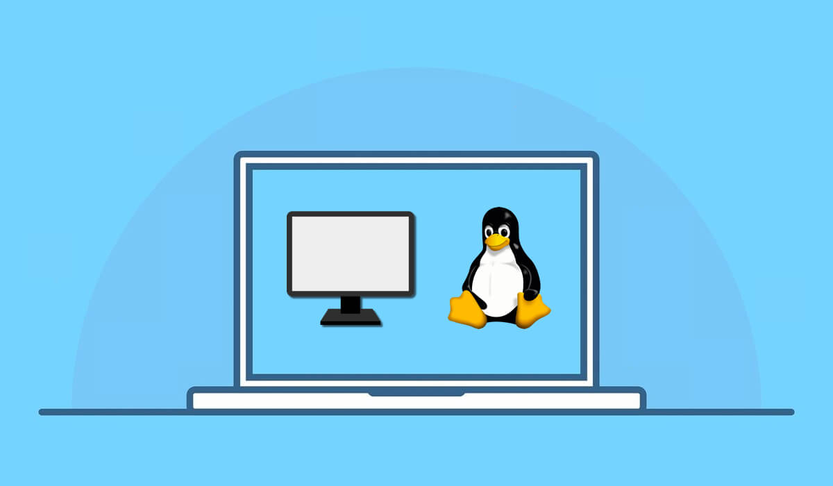 An illustration of a laptop displaying a penguin and a computer monitor, representing image.