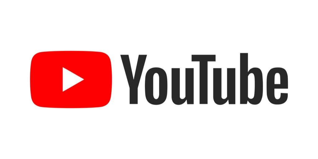 A red square with a white play button is positioned to the left of the word "YouTube" in a sans-serif font