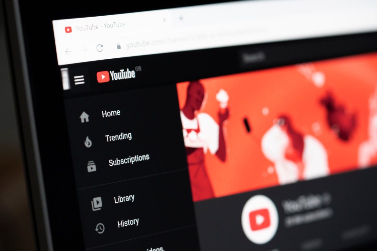 A red square with a white play button is positioned to the left of the word "YouTube" in a sans-serif font